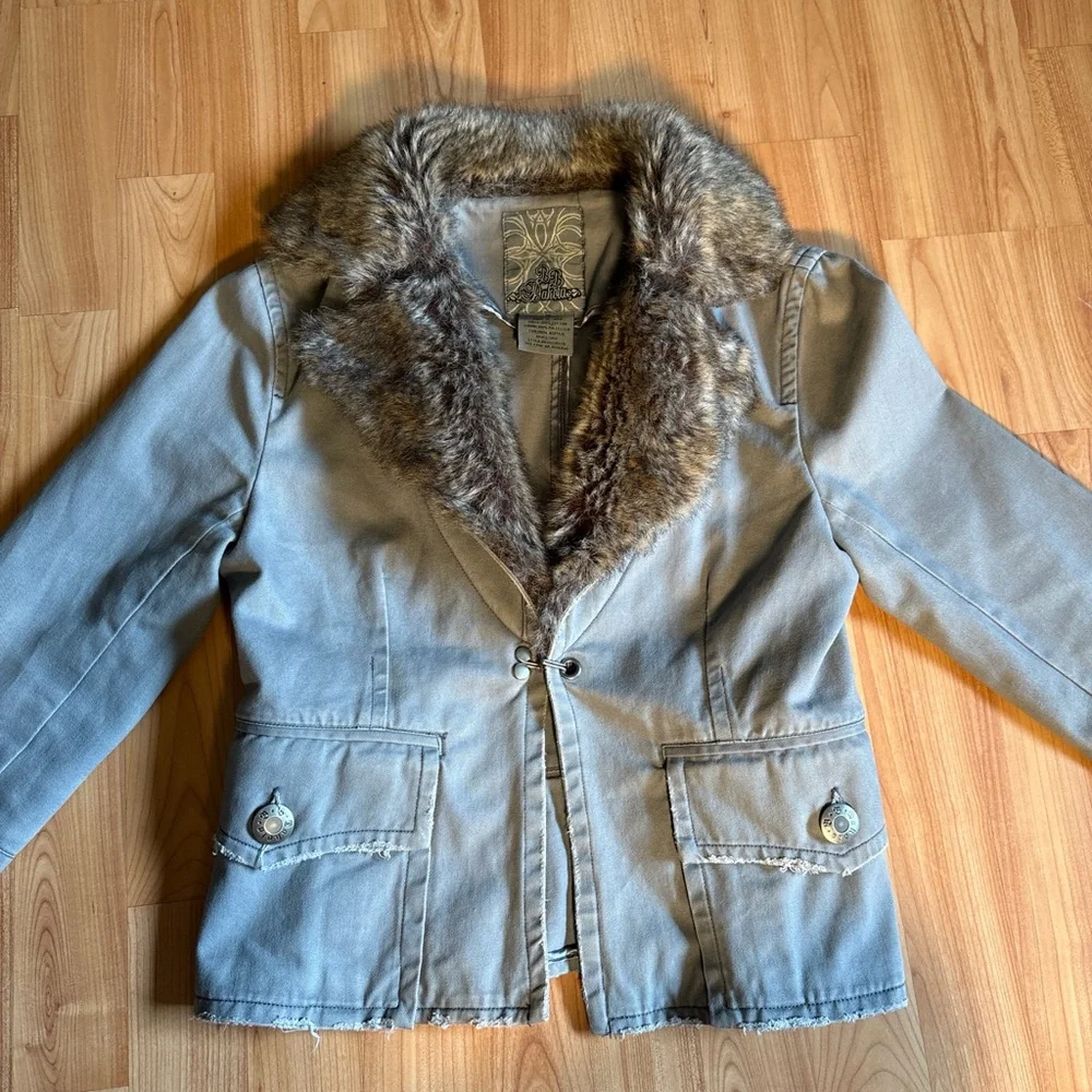 Y2K Faux Fur Collar Jacket - Picture 4 of 8